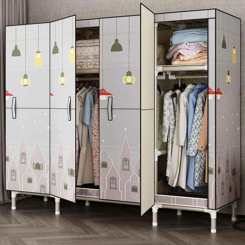 开门款简易衣布柜耐家用VTS卧室全钢架加粗加厚结钢管出租房实用