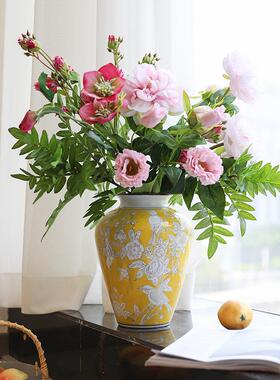 新式KKZ中陶瓷花瓶青花瓷高级感家用关客厅装饰插迁花瓶玄摆件乔