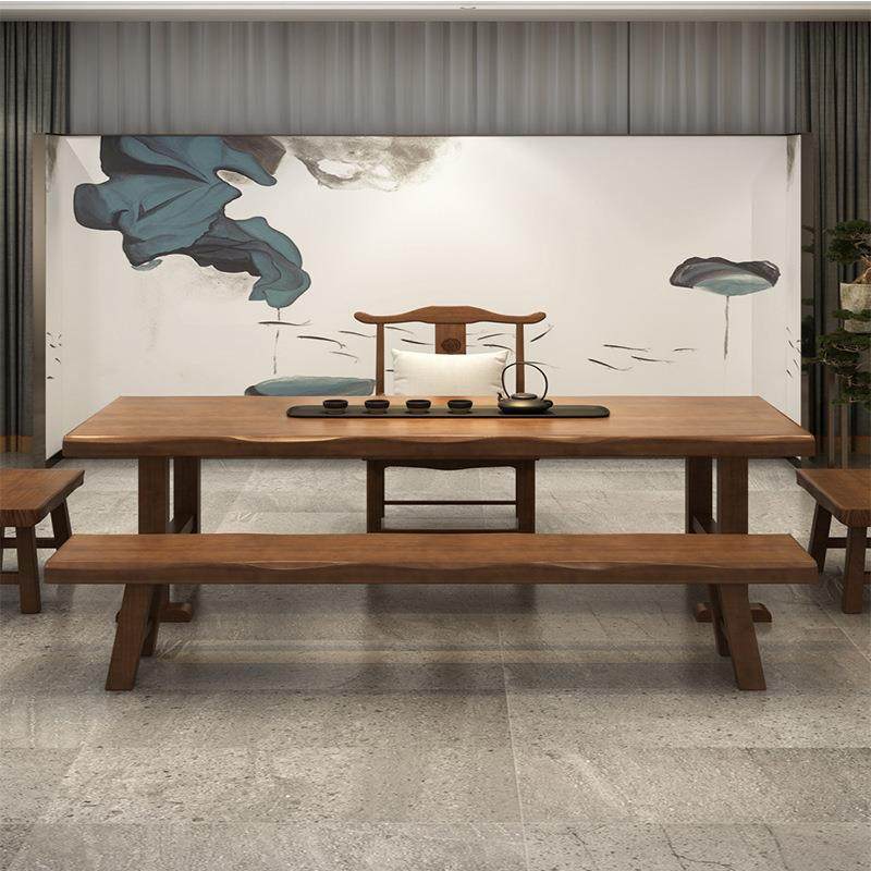 新中实木茶桌全办公接泡待原木桌子家用式客厅BDV茶桌会套议室洽