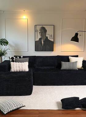 全绵压缩贵妃沙客厅海小户型四人位直排床组合豆腐发块90409沙发