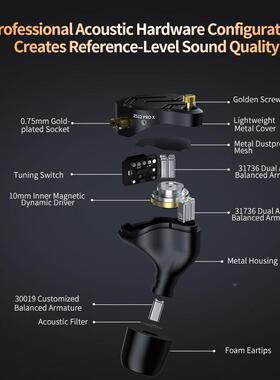233621 E610KZ-ZS12P可OX12单元圈耳机调音动铁监听E610HIFI铁入