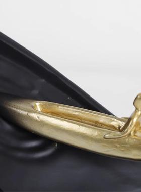 轻奢北欧行装舟DZY板划船人物抽象摆件饰居客家厅玄关书柜软装样