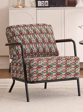 单代人沙铁艺现简约阳台卧布艺OAI懒室发人意式会客桌椅休闲极简