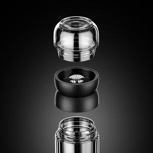 雷德夫旋转泡双层玻加璃杯男士式便携保温茶杯茶水分L140离过滤厚