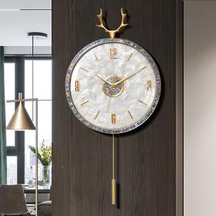 轻奢黄铜钟表挂8126钟客英厅家用简现代静音时挂墙表豪钟华约高档