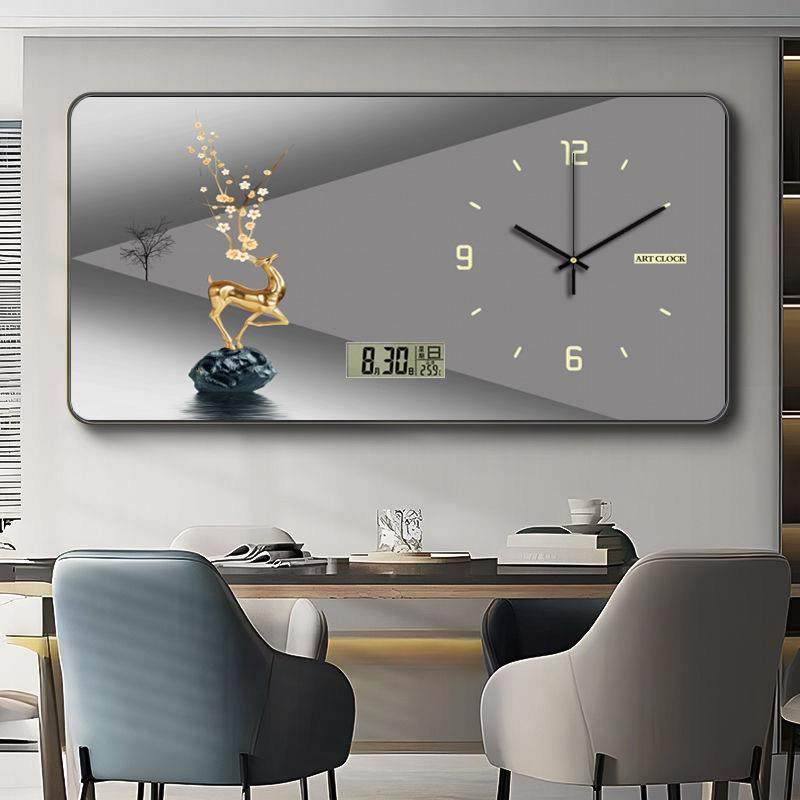 现钟表画新中式创意钟画表代饰画餐厅卧室客厅走廊装饰钟表装装饰