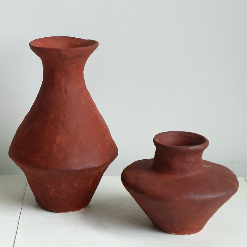 新中式复古红陶艺术陶瓷板花GIS器样房楼售处厅玄关书房装饰摆客