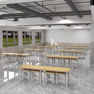 溢彩家具食堂椅餐桌组合6GC0085挂饭堂快餐单人位4人小吃店8人凳