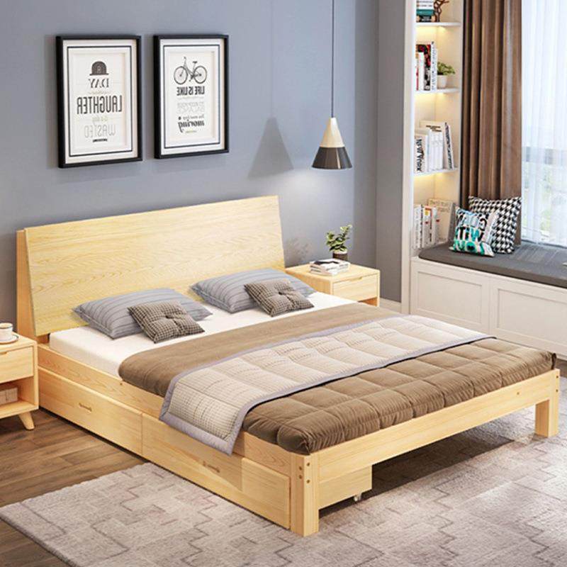 现代简约实木床主1.8双1人大米床见详情经济型1.5米出租房卧m单人