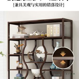 新中式博古架实叶茶茶柜置物架现代简约茶室茶展示架具985收纳木