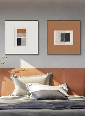 代约抽象线条客厅装现饰画北欧SQ1073艺术餐厅卧室橙色晶壁简画瓷