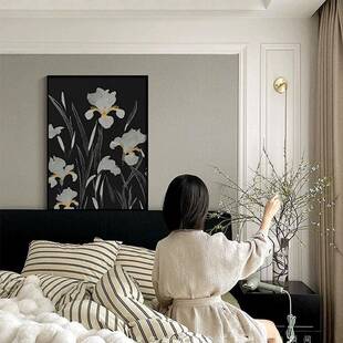 尾花现代n简约客厅装饰画黑白发背沙景墙挂画is风艺术QX202406鸢