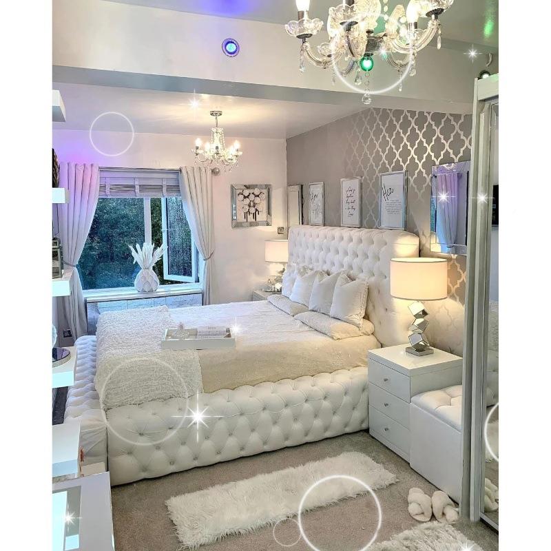 1简现代布艺床北约欧拉扣白色人.WT2022318米储物双床主卧丝绒大