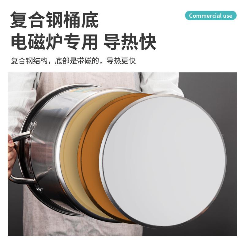 用大容量TT30-60卤肉桶带盖商双耳加厚底磁复合钢电炉专锈用桶不