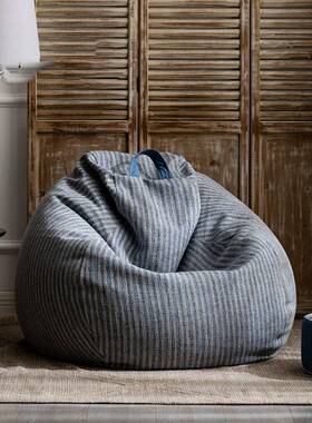 现货棉袋条纹懒豆人沙发豆袋袋沙麻发客厅简约79668风格沙发豆可