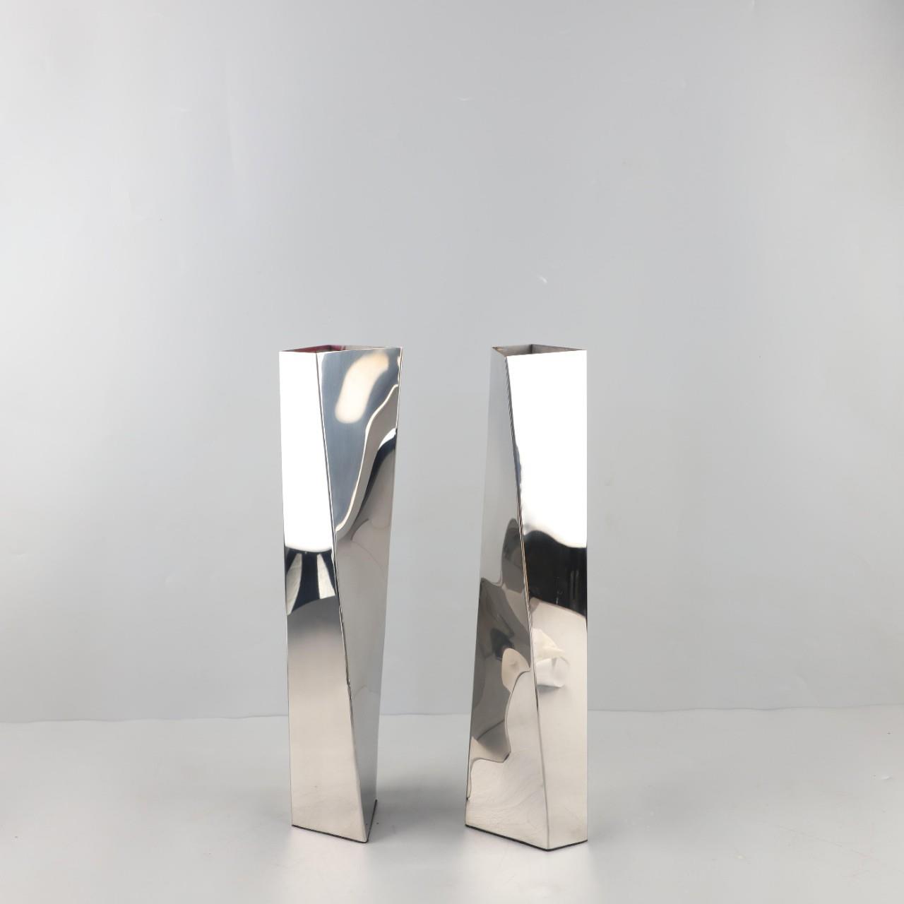 现代简不锈约钢小众电侘寂风花器艺术摆件玄客厅视柜家居1926关装