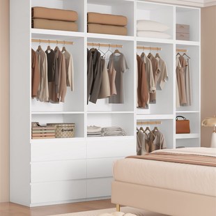 新型钢制两门衣柜家用小户卧室简易组F装奶油风整体金属深度大衣