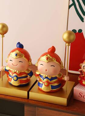 汉美新贝中式门饰神关摆双喜门神件桌面装玄品办公室工位礼物搬家