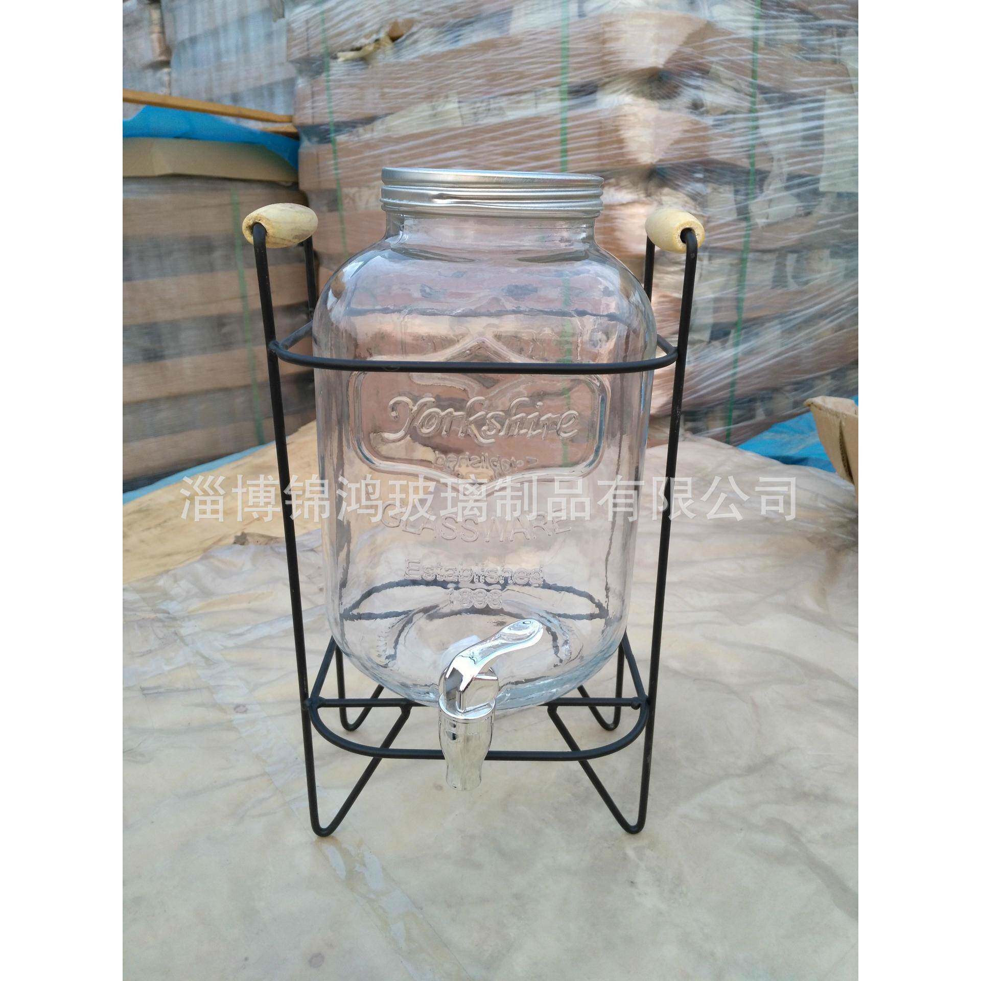 厂酒家5L玻璃果汁罐素自酿罐泡酵5L瓶木把铁架