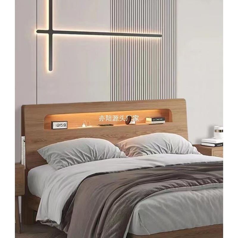 新款实木烤床头板单买白色韩床靠背实木落地漆式头795板1.8米床双