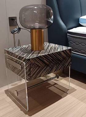 头柜轻奢简约现代高CXL级物艺术感亚克力收柜创意床边床置柜边柜