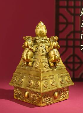 纯铜财象高升摆件四象生财铜大象摆饰吉象财塔破土而出书桌办公室