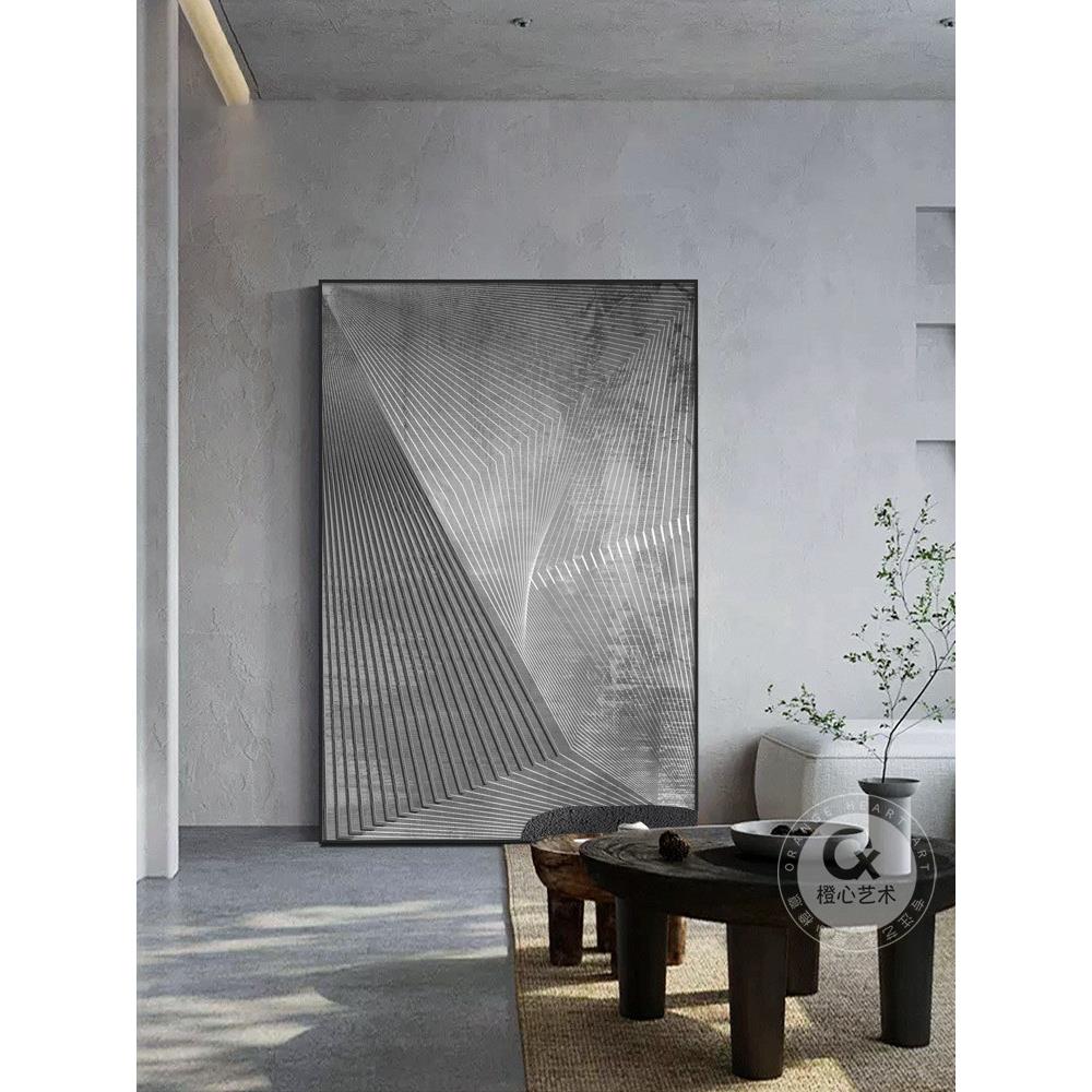 现代简约沙发背景墙装饰画抽象大幅客厅落地画玄关壁画工业风挂画