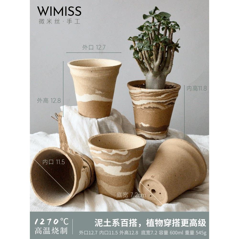 01[奶茶杯]Winkiss机压扭多肉根绿色种植花器仙人掌盆粗陶盆