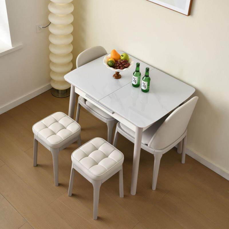 dpp伸缩餐桌小户型家用抽拉式现代简约轻奢可折叠岩板实木收缩饭