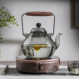 围炉煮茶高硼硅玻璃提梁壶电陶炉烧水壶家用玻璃茶壶大容量泡茶壶