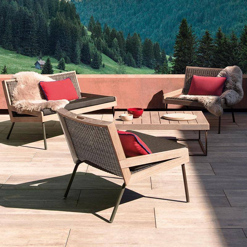 户外藤编沙发室外花园防水防晒休闲家具组合庭院民宿露台实木沙发