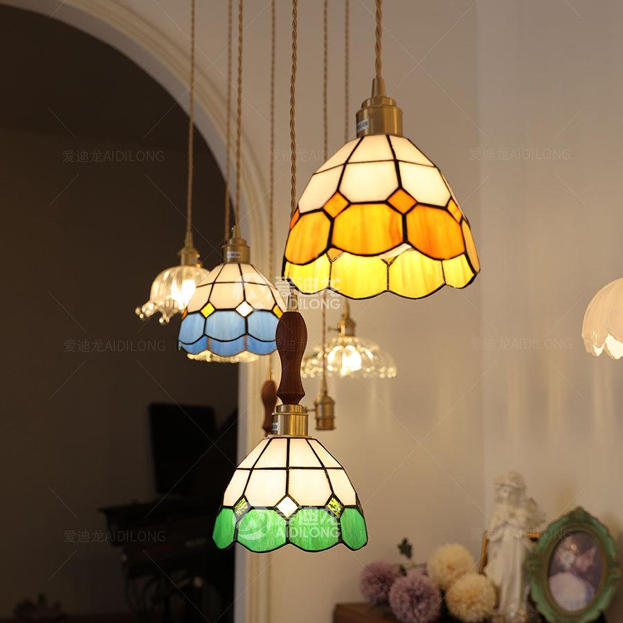 蒂凡尼彩色玻璃创意床头书房儿童房地中海彩绘咖啡厅酒吧餐厅吊灯