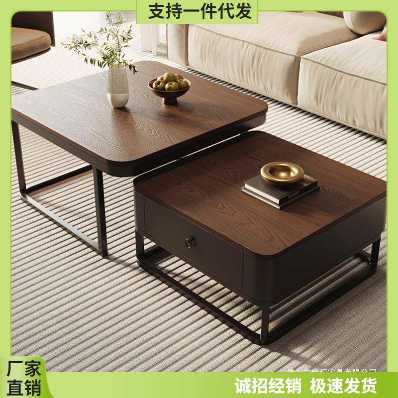 实木茶几感家庭客厅家用中古风2025新款小户型现代简约茶几桌