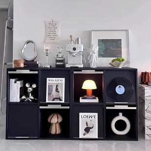 黑色斗柜卧室收纳柜床尾置物柜客厅柜子靠墙收纳柜皮埃尔柜八斗柜