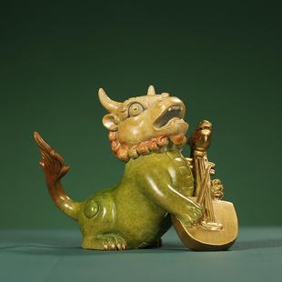 公上古神兽九装 子黄铜彩绘小摆件办室书龙房客厅ZJI桌面创意祥瑞
