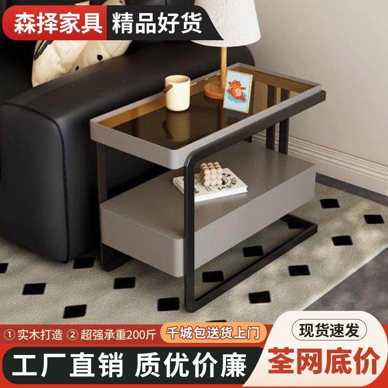 沙发边柜轻见描述奢客厅收边纳柜移动实木可沙发几侧柜家用边小茶