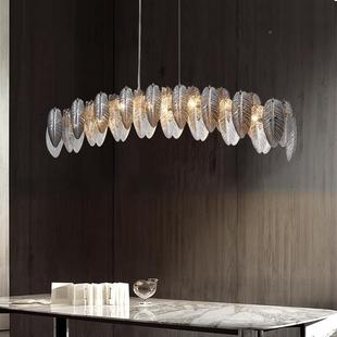 轻奢灯客厅房意间玻主卧YH1022吊室浪漫创羽毛艺术璃简约现代餐厅