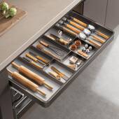 厨拉篮橱柜枪455灰锈纳钢抽屉式 碗碟收纳柜抽中抽不碗碟篮筷子房