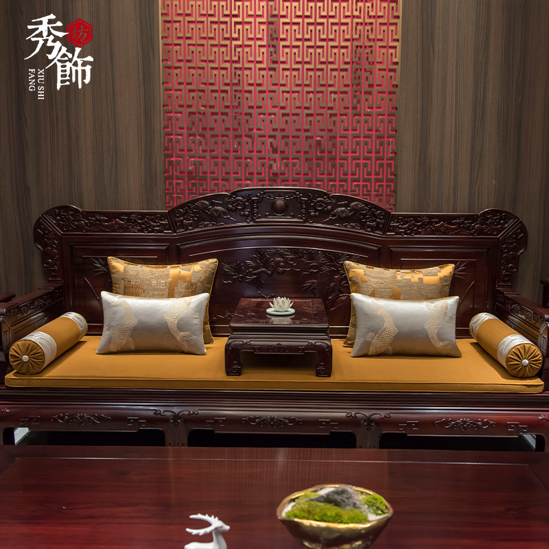 新中式罗汉床坐垫定制古典乳胶窗垫套实座垫垫木飘海绵垫沙发红木