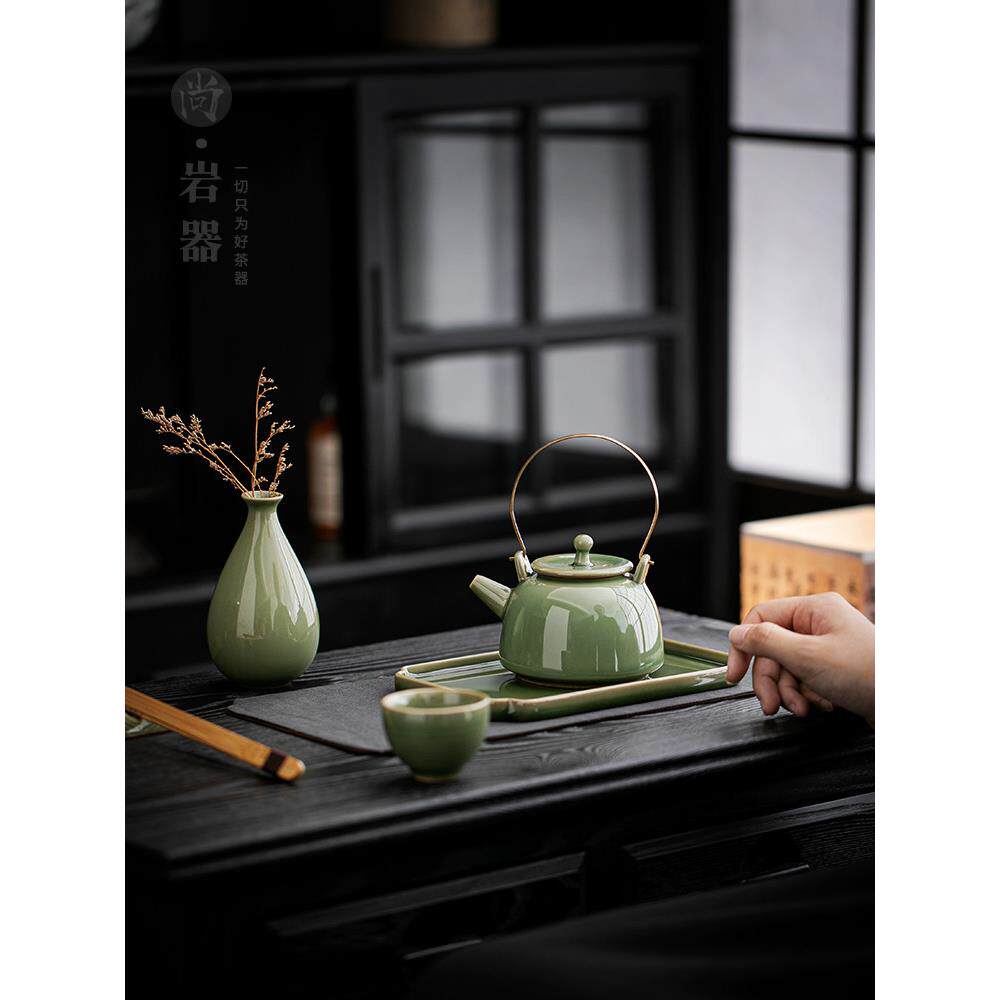 陶瓷提梁FEC夫家用茶壶功茶带过滤单壶花壶茶壶提壶覆古粗陶泡具