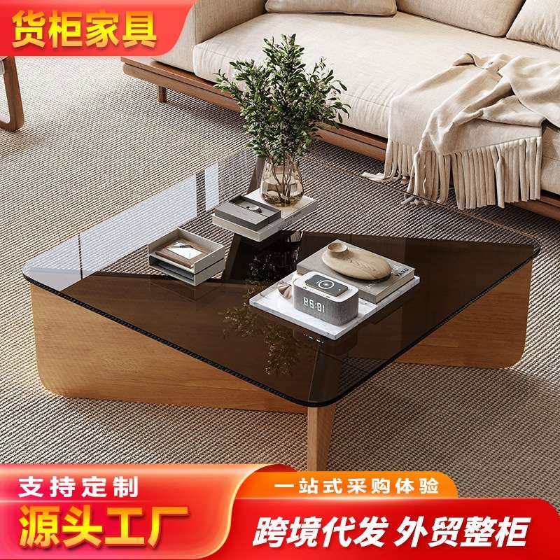 意式轻奢茶几简约正方形边几阳台小茶台网红小户型客厅家用茶桌