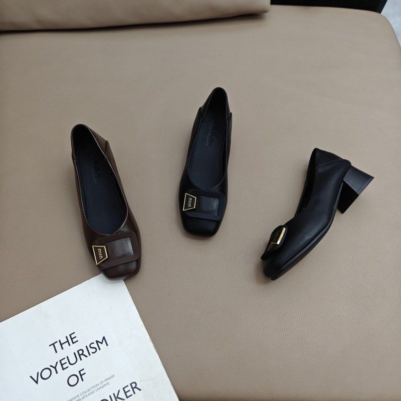 气质时尚单鞋女2024新款复古浅口工作鞋舒适百搭方头中跟粗跟女鞋,女鞋,浅口单鞋,淘宝优惠券,粉丝福利购,淘宝优惠卷