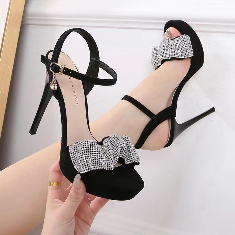 12cm细跟超高跟鞋女2024夏季新款防水台水钻一字带宴会礼仪凉鞋女,女鞋,一字带凉鞋,淘宝优惠券,粉丝福利购,淘宝优惠卷