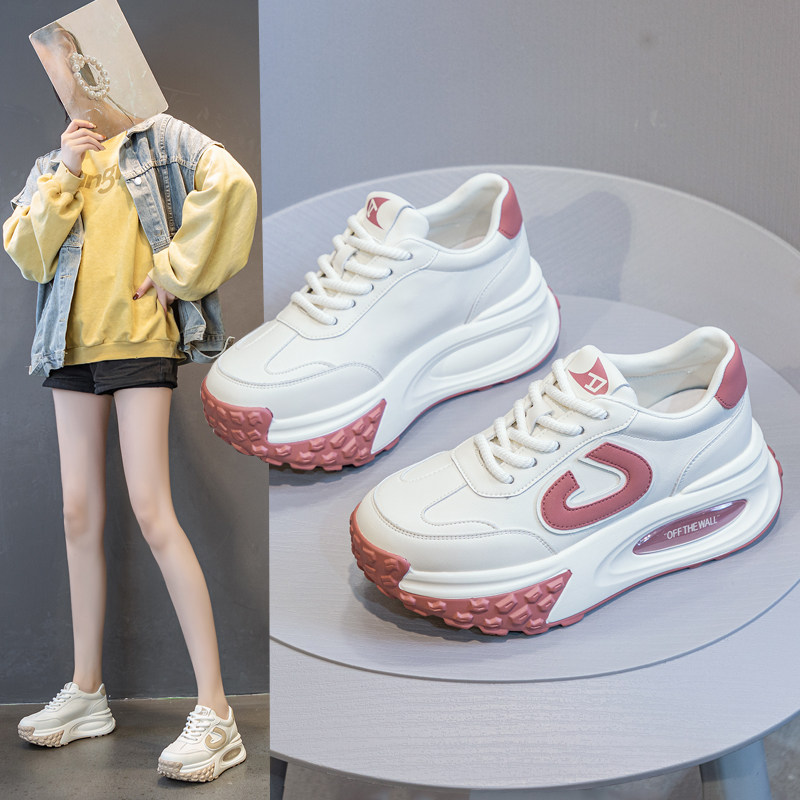 真皮厚底爆款老爹鞋女2024春季新款百搭增高5cm运动休闲松糕单鞋,女鞋,老爹鞋,淘宝优惠券,粉丝福利购,淘宝优惠卷