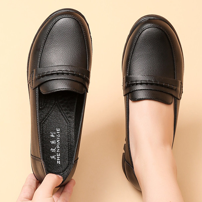 春季新款妈妈真皮包鞋防滑软底女中老年工作鞋头层牛皮休闲平底鞋,女鞋,浅口单鞋,淘宝优惠券,粉丝福利购,淘宝优惠卷