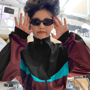 卫衣棒球服外套上衣短款 洛边 新款 春季 时髦拼接撞色女 自带调性