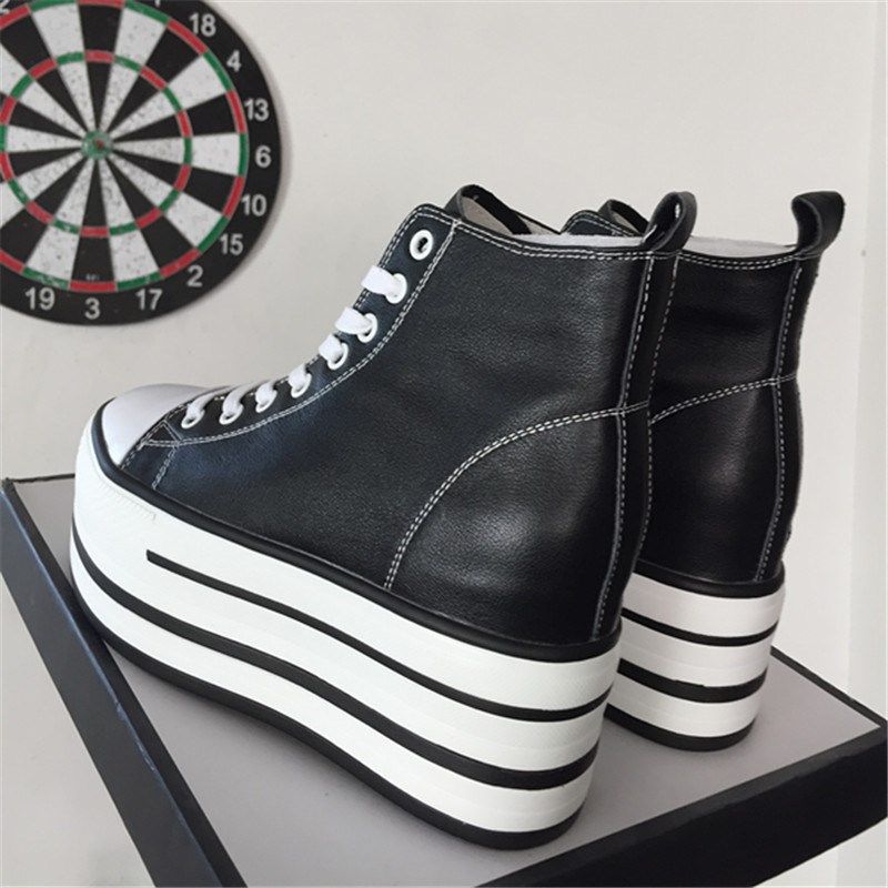 厚底真皮高帮鞋女2024春季新款韩版内增高10cm小白鞋松糕休闲单鞋,女鞋,高帮鞋,淘宝优惠券,粉丝福利购,淘宝优惠卷