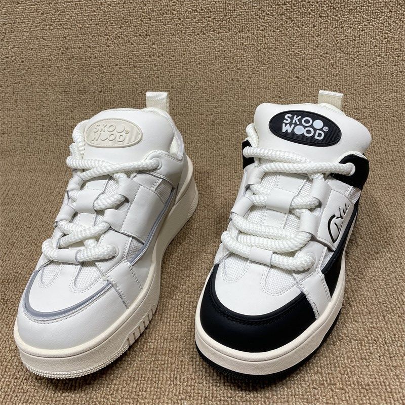 断码处理真皮厚底面包板鞋女2024春季款时尚百搭撞色休闲小白鞋女,女鞋,休闲板鞋,淘宝优惠券,粉丝福利购,淘宝优惠卷