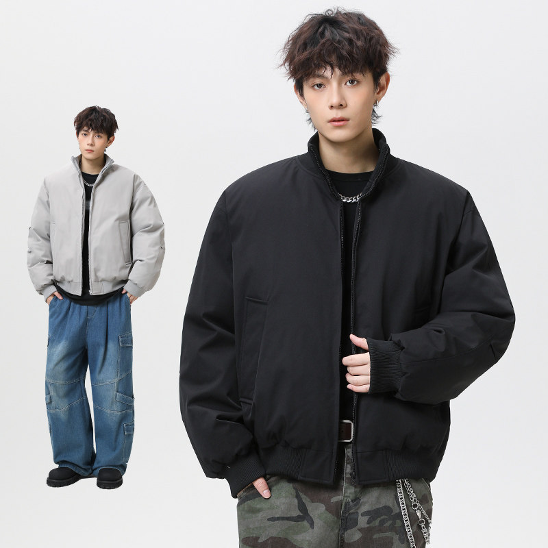 美式高街飞行服哈灵顿夹克男立领棒球简约情侣款cleanfit棉服外套