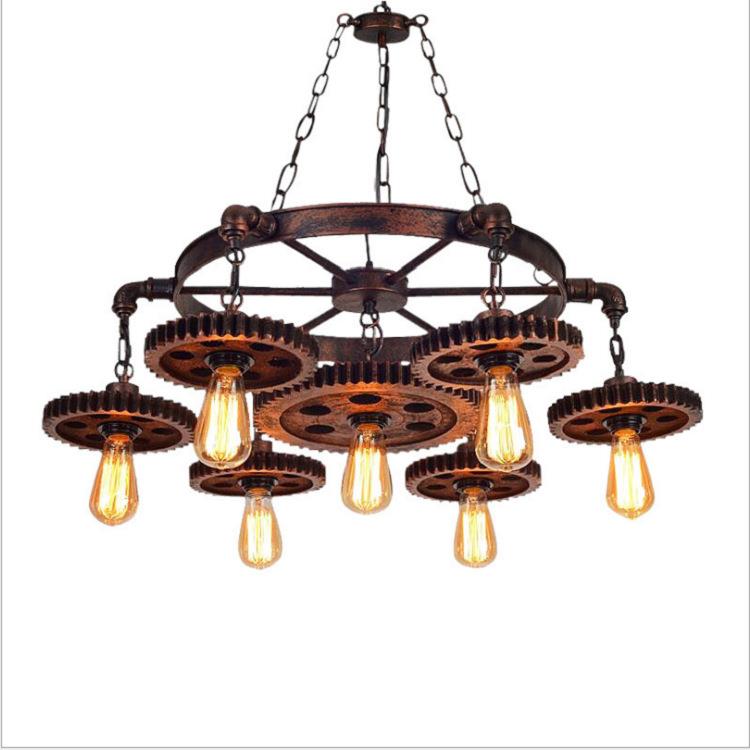 loft工业风咖啡店酒吧复古吊灯 创意齿轮服装店吧台网吧餐厅吊灯